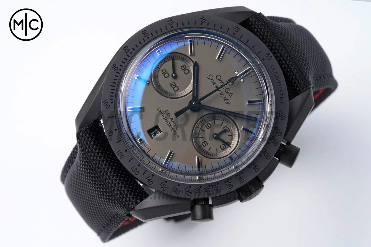 Speedmaster 44mm "Dark Side of The Moon" Real Ceramic Black Dial on Nylon Strap – Premium Edition
