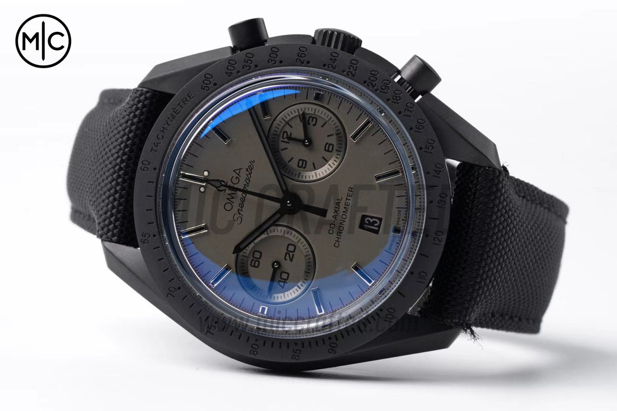 Speedmaster 44mm "Dark Side of The Moon" Real Ceramic Black Dial on Nylon Strap – Premium Edition