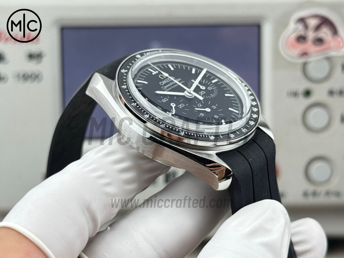 Speedmaster Professional 42mm Black Dial on Black Rubber Strap – Premium Edition