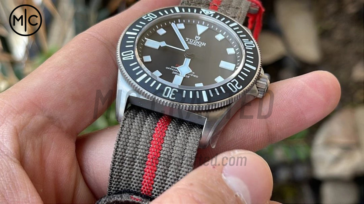 Pelagos FXD 42mm Titanium m25717n Black Dial on Gray Nylon Strap – Premium Edition