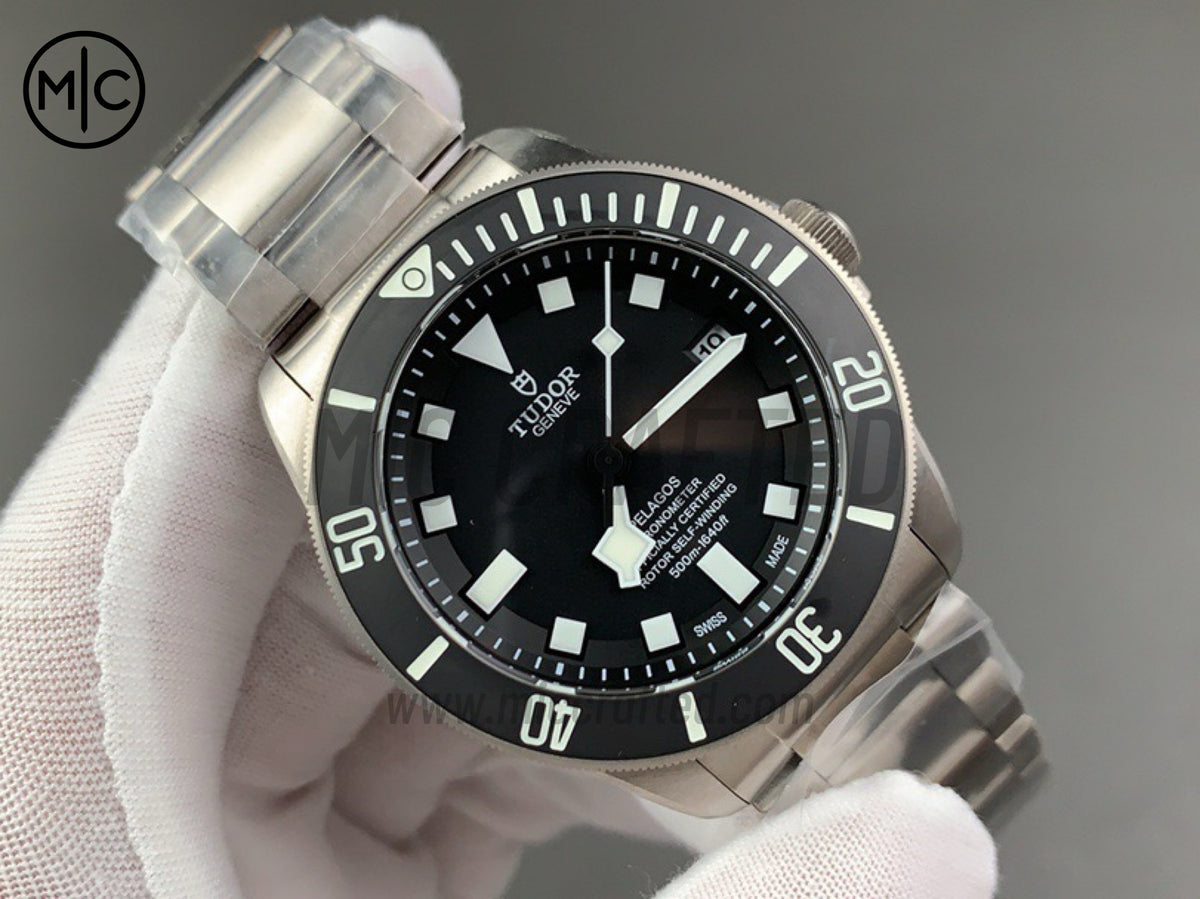 Pelagos 42mm Titanium Black Ceramic Black Dial on Titanium Bracelet – Premium Edition