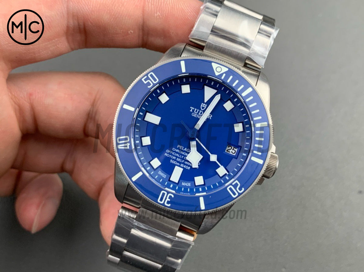 Pelagos 42mm Titanium Blue Ceramic Blue Dial on Titanium Bracelet – Premium Edition