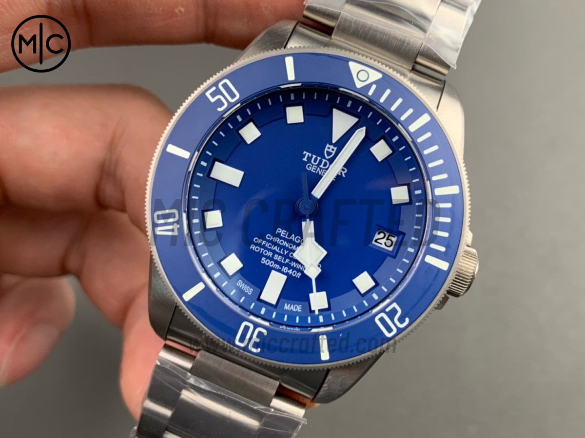 Pelagos 42mm Titanium Blue Ceramic Blue Dial on Titanium Bracelet – Premium Edition