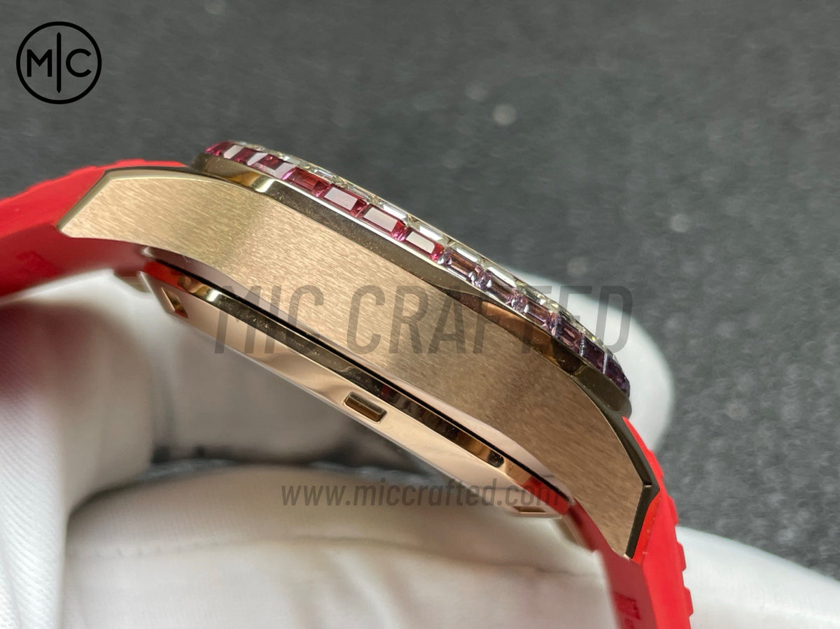 Aquanaut 7968/300R-001 39.9mm 白色錶盤配紅色橡膠錶帶 - 高級版