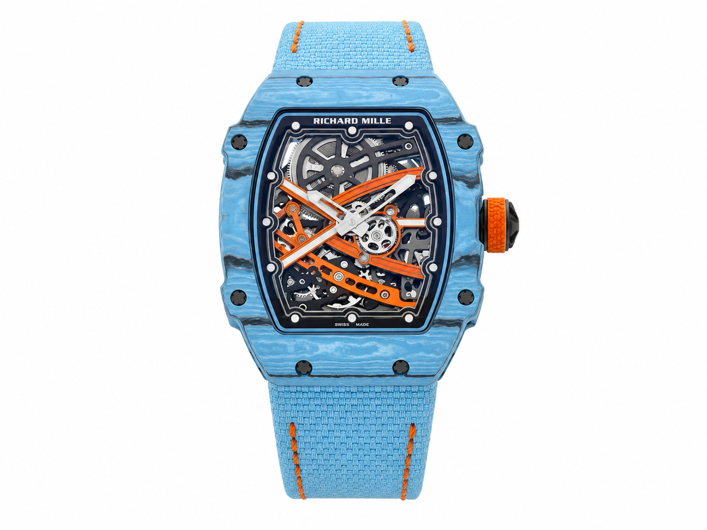 Richard Mille RM67-02 Blue NTPT Handcrafted Edition Skeleton Dial on Blue Nylon Strap — CRMA7 Skeleton Movement