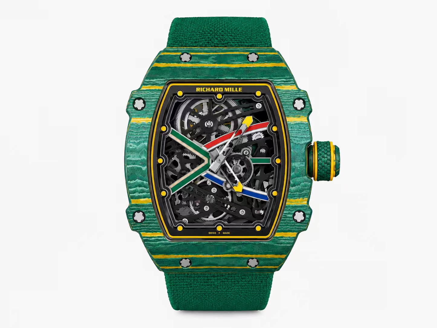 Richard Mille RM67-02 Green NTPT Handcrafted Edition Skeleton Dial on Green Nylon Strap — CRMA7 Skeleton Movement