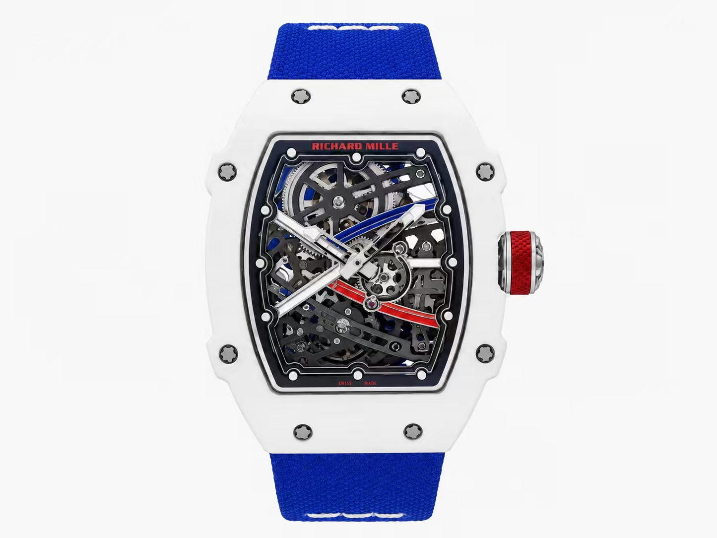 Richard Mille RM67-02 White NTPT Handcrafted Edition Skeleton Dial on Blue Nylon Strap — CRMA7 Skeleton Movement