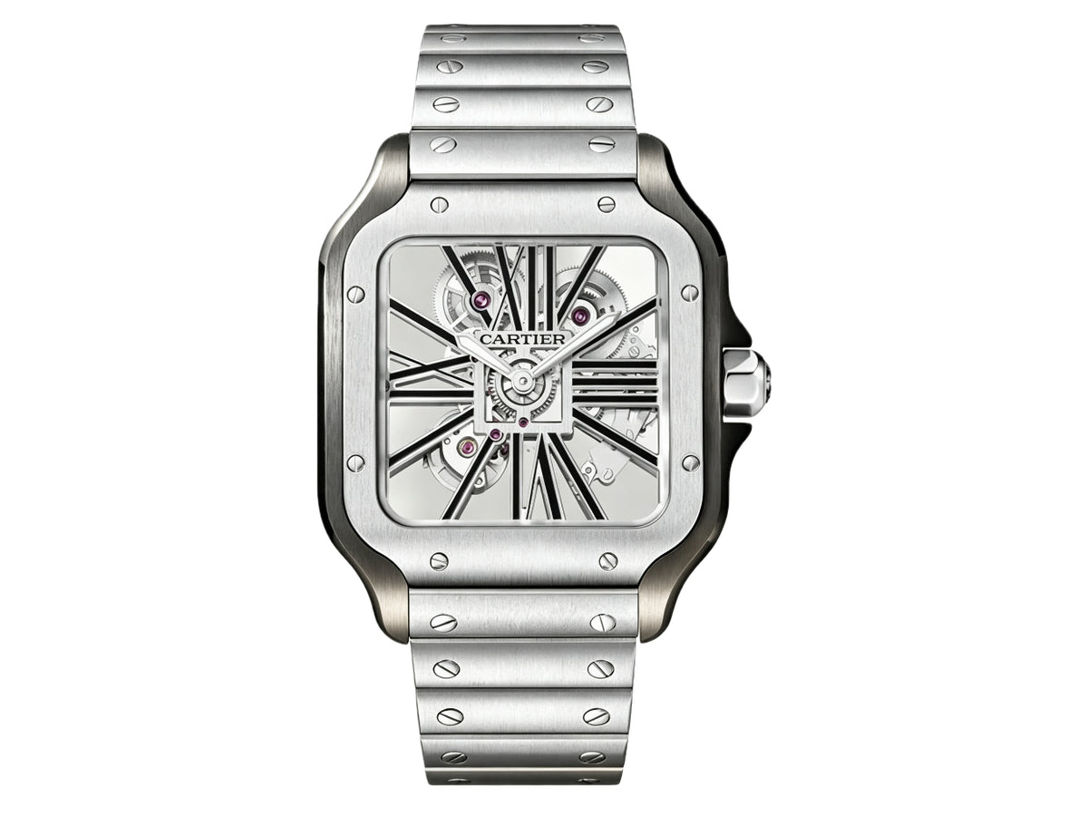 Santos Skeleton 40mm 不鏽鋼/PVD 鏤空錶面,搭配不鏽鋼 SmartLink 錶鏈 - 尊貴版