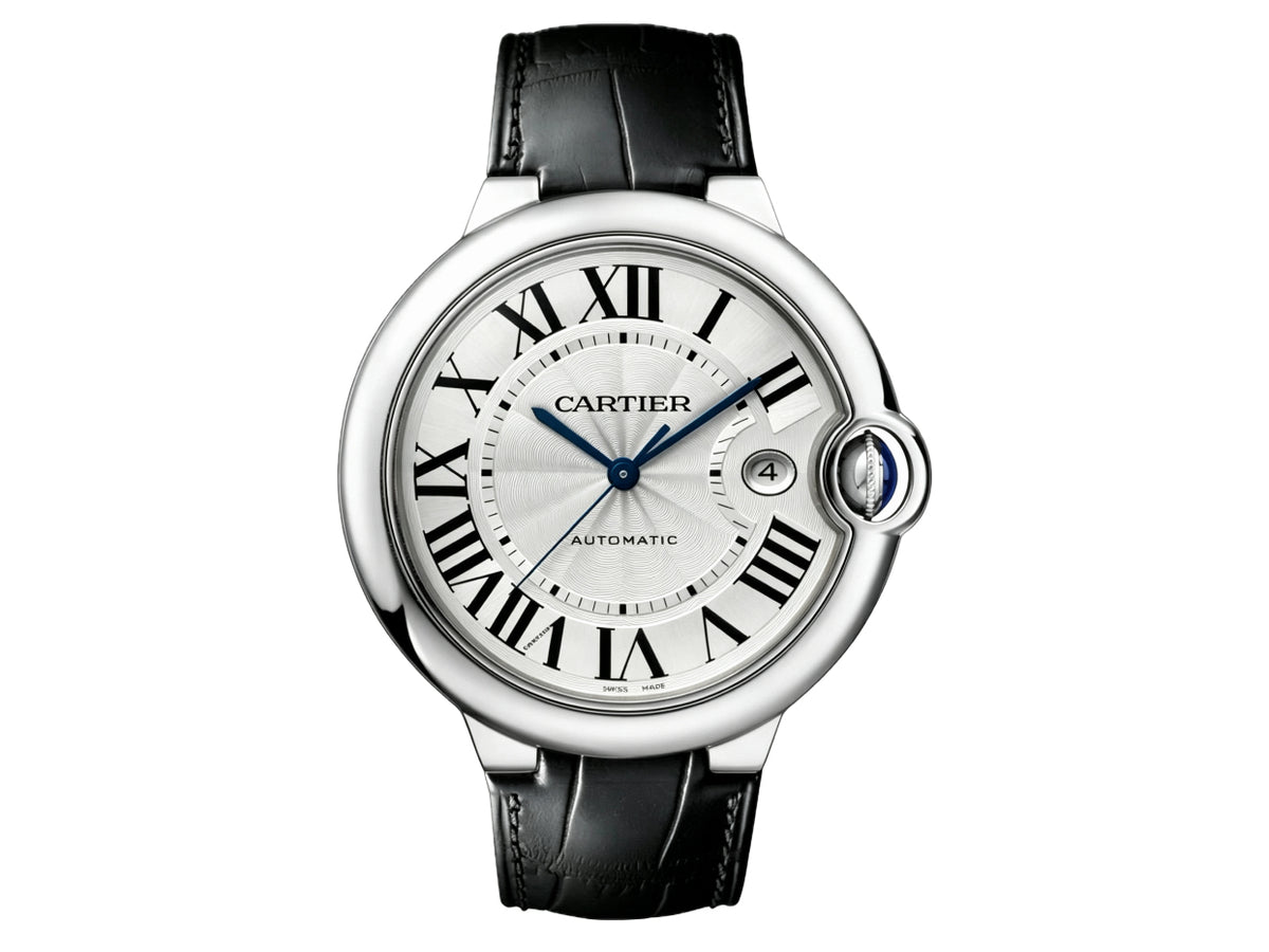 Ballon Bleu 42mm SS 白色紋理錶盤配黑色皮革錶帶 - 尊享版
