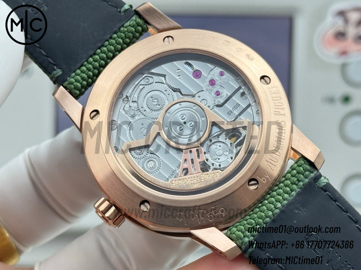 Code 11.59 26396NR 41mm RG 陀飛輪 漸層綠色錶盤 綠色皮革錶帶 – 尊貴版