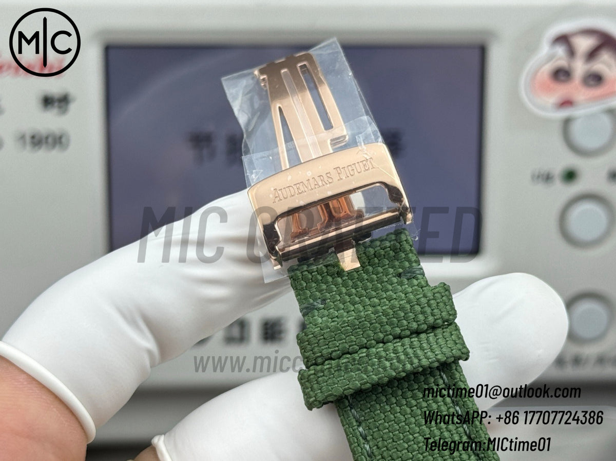Code 11.59 26396NR 41mm RG 陀飛輪 漸層綠色錶盤 綠色皮革錶帶 – 尊貴版