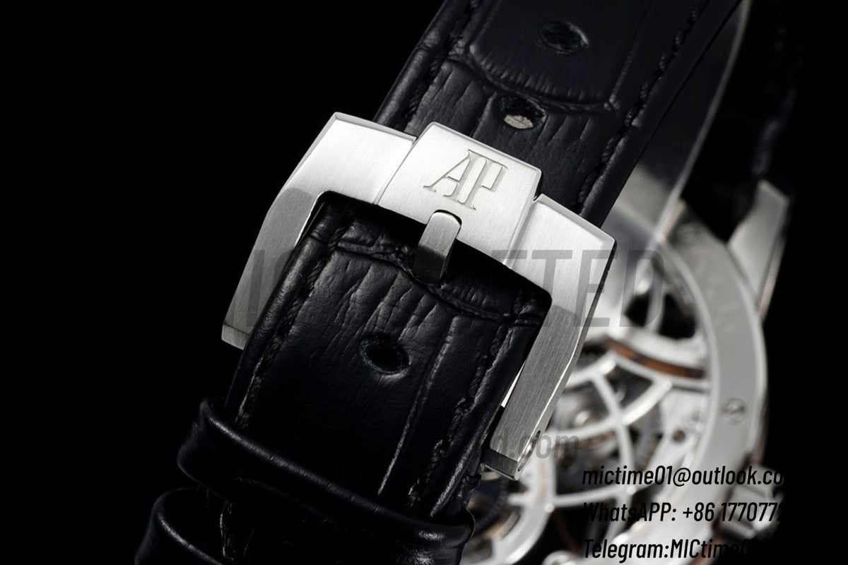 Code 11.59 41mm 26600 陀飛輪 SS/RG 鏤空錶盤 黑色皮革錶帶 – 尊貴版