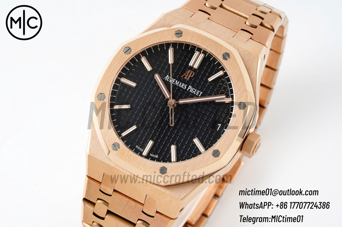 Royal Oak 41mm 15500 RG Black Dial on RG Bracelet – Premium Edition