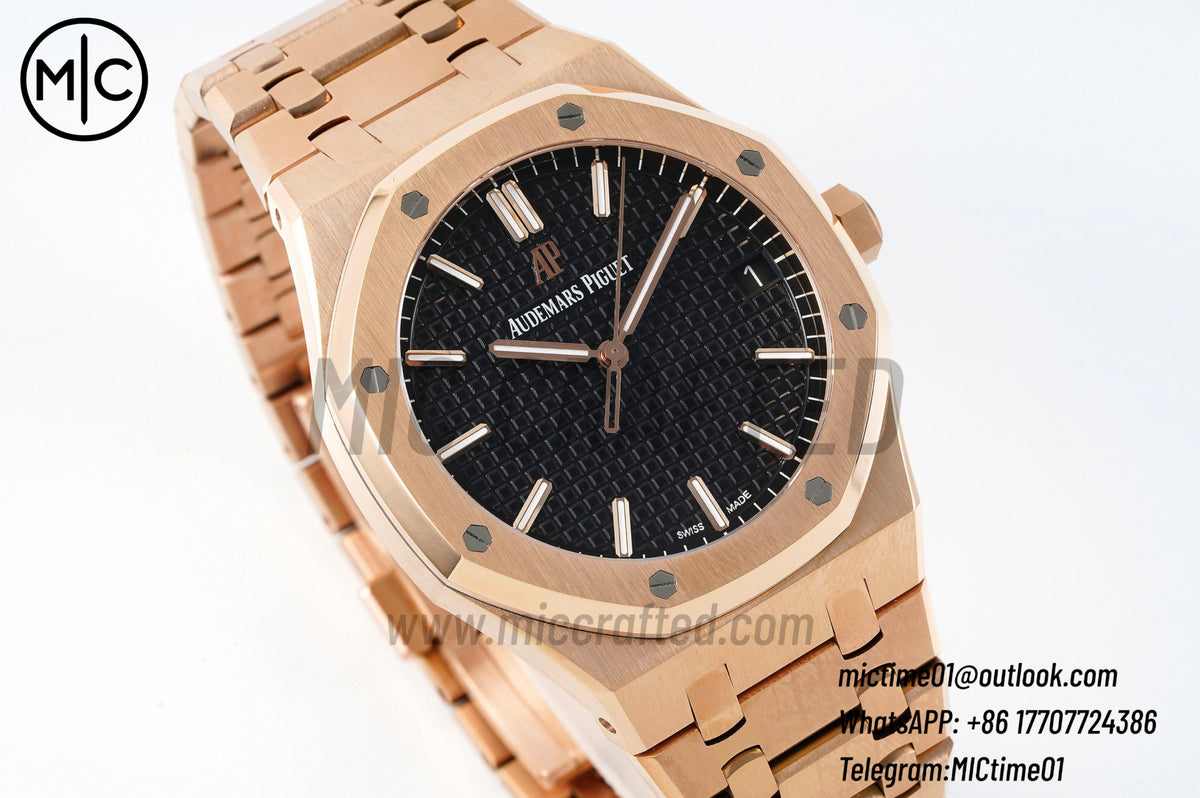 Royal Oak 41mm 15500 RG Black Dial on RG Bracelet – Premium Edition