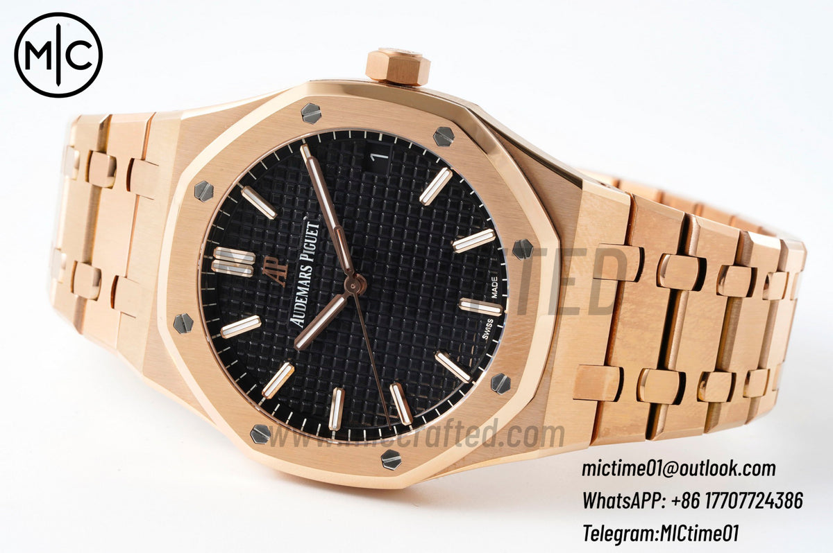 Royal Oak 41mm 15500 RG Black Dial on RG Bracelet – Premium Edition