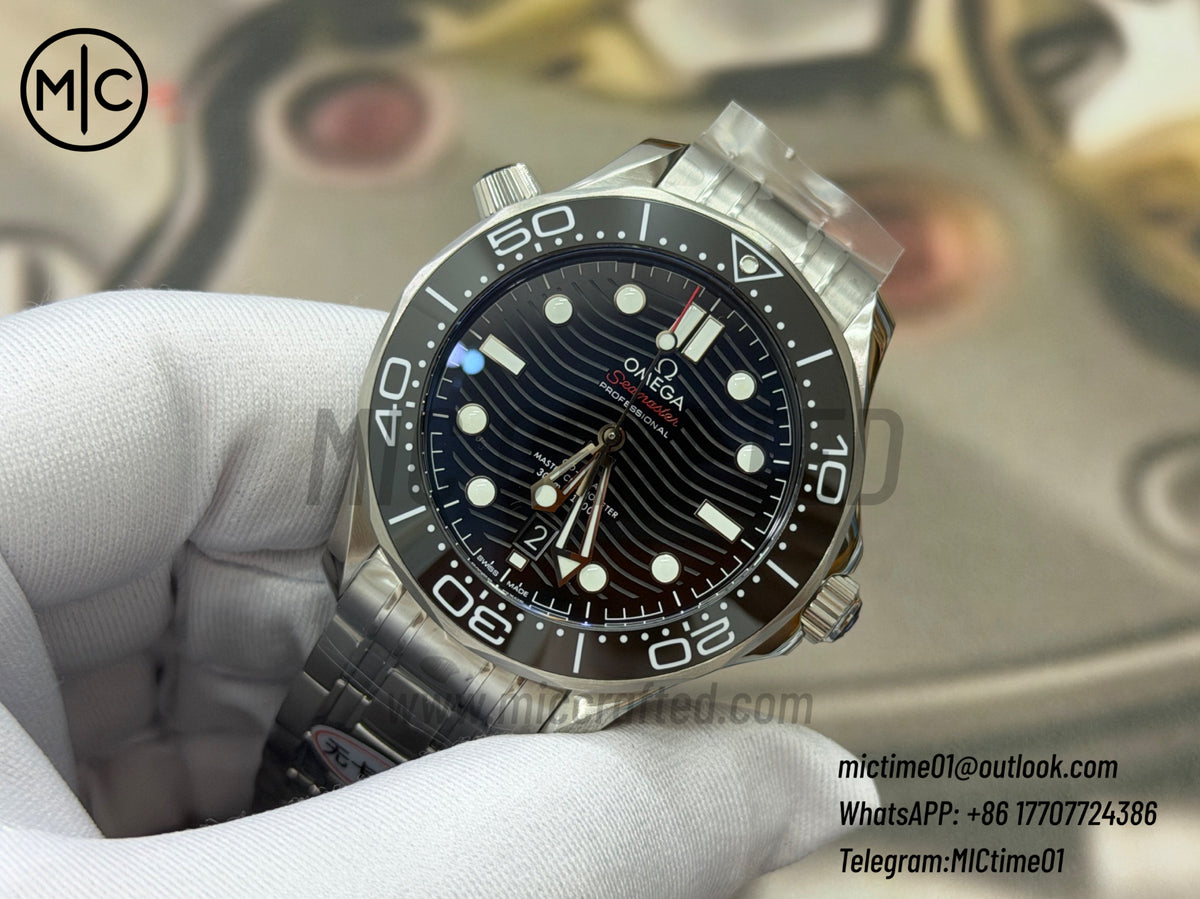 Seamaster Diver 300M SS Black Ceramic Black Dial on SS Bracelet – Premium Edition