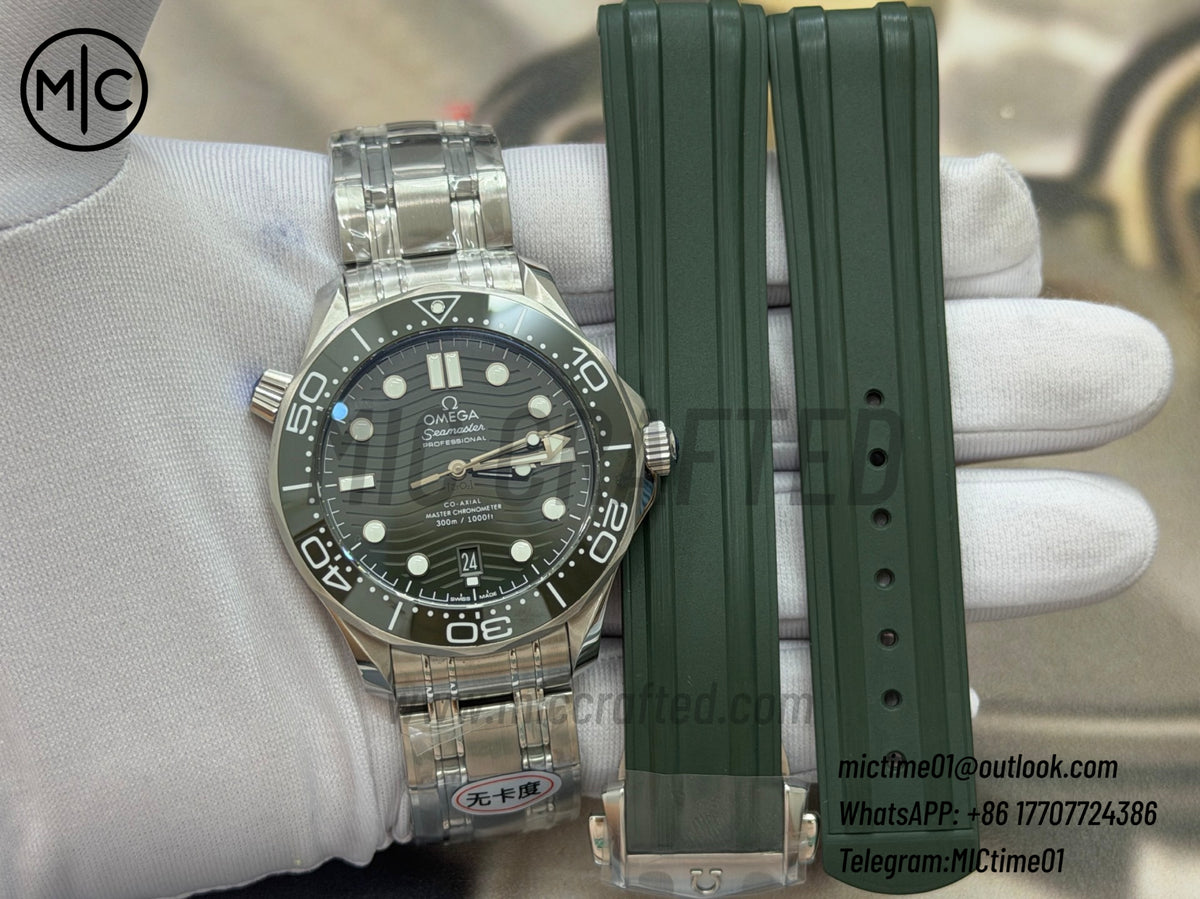 Seamaster Diver 300M SS Green Ceramic Green Dial on SS Bracelet – Premium Edition