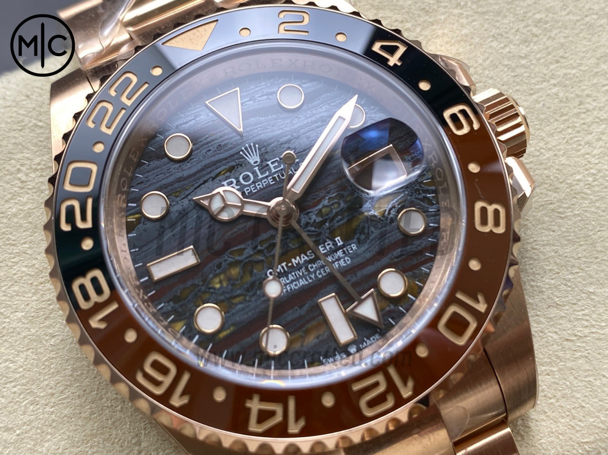 GMT-Master II 126715 CHNR 904L 虎眼石錶盤配 RG 錶鏈 - 尊享版