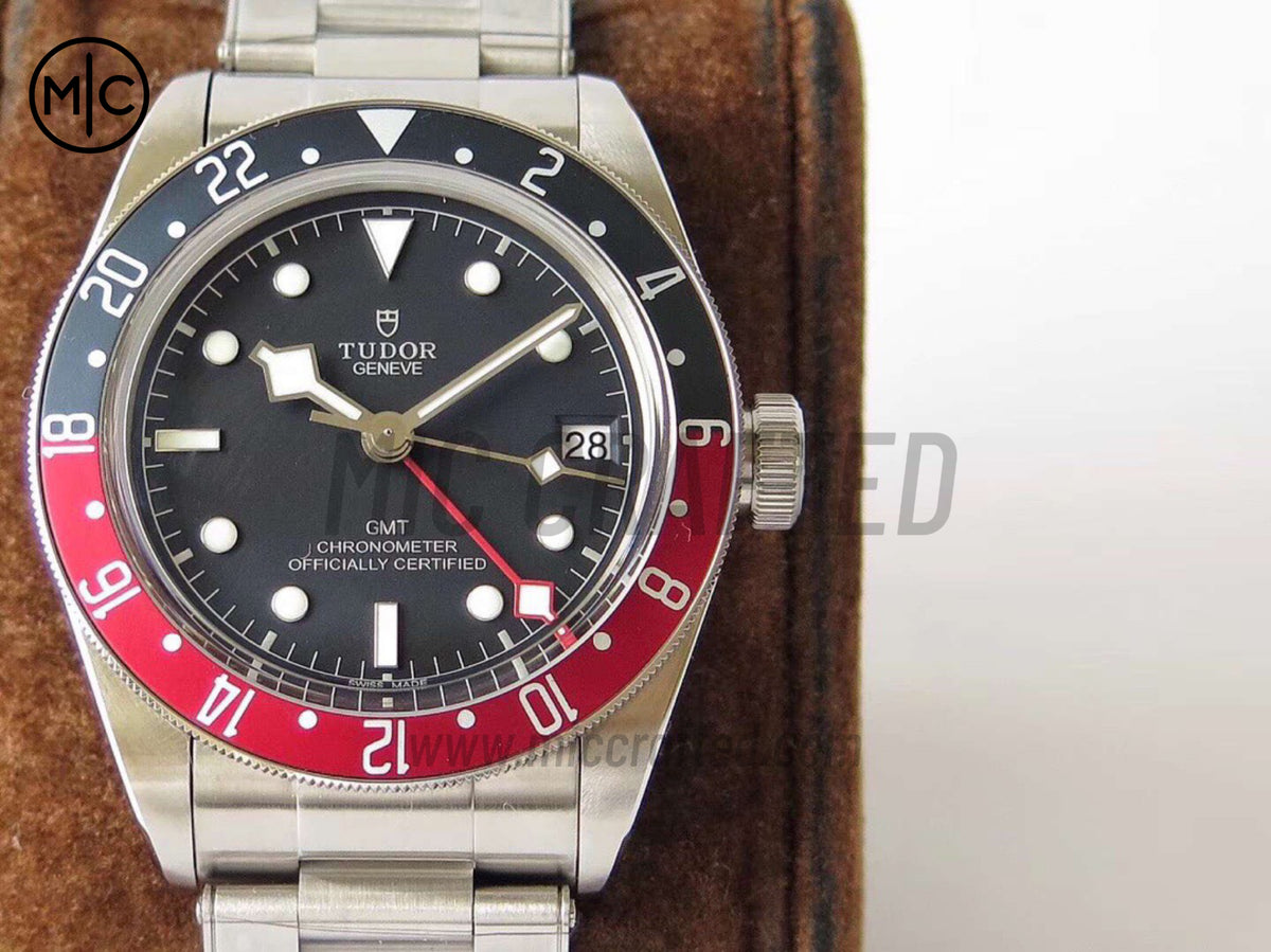 Black Bay 41mm GMT Pepsi Blue/Red Bezel Black Dial on SS Bracelet – Premium Edition
