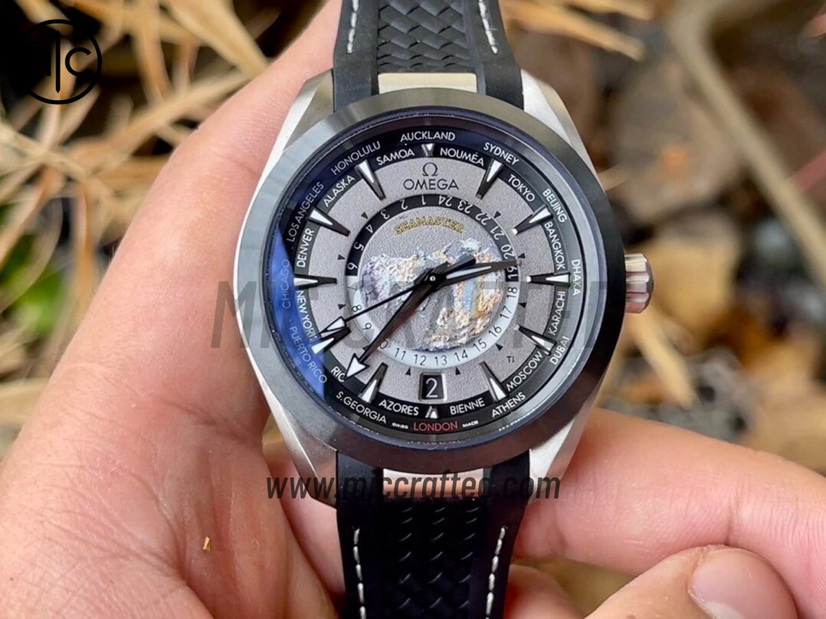 Aqua Terra GMT Worldtimer 43mm Titanium on Rubber Strap – Premium Edition