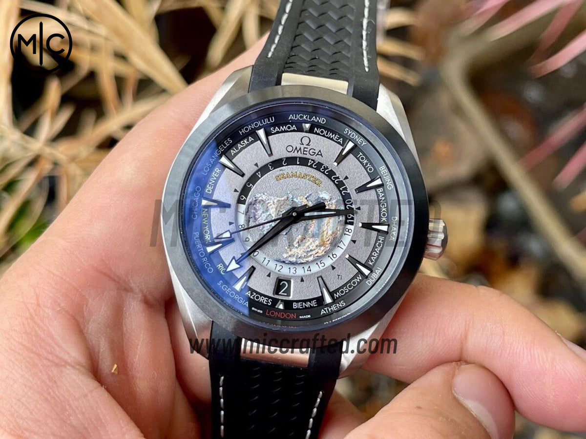 Aqua Terra GMT Worldtimer 43mm Titanium on Rubber Strap – Premium Edition