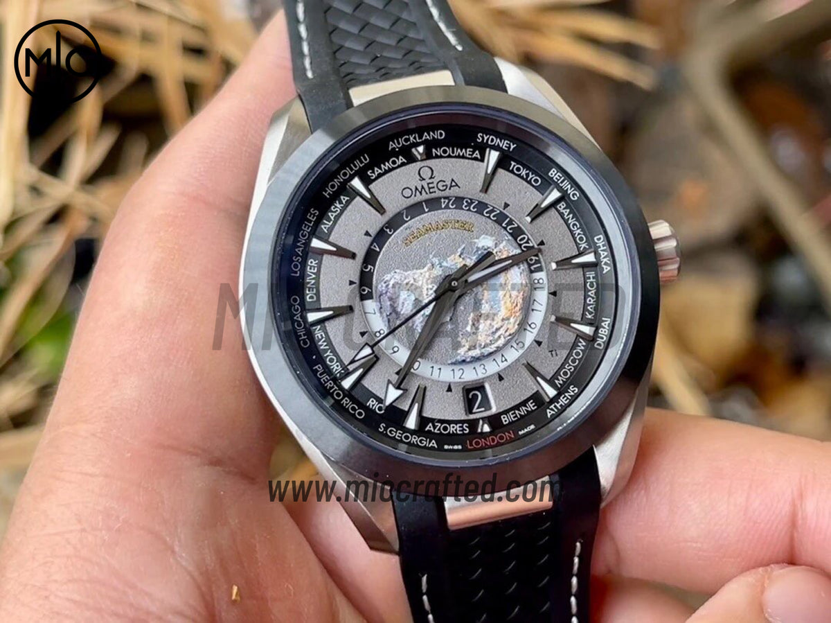 Aqua Terra GMT Worldtimer 43mm Titanium on Rubber Strap – Premium Edition