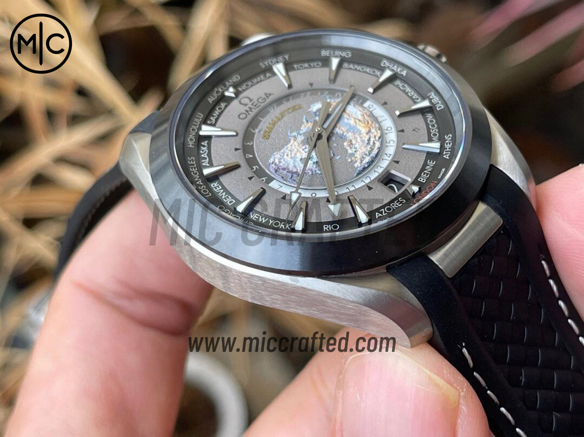 Aqua Terra GMT Worldtimer 43mm Titanium on Rubber Strap – Premium Edition