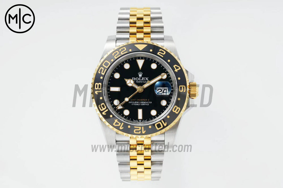 GMT Master II 126713 GRNR 黑色錶盤,搭配蠔式五珠錶帶 - 高級版