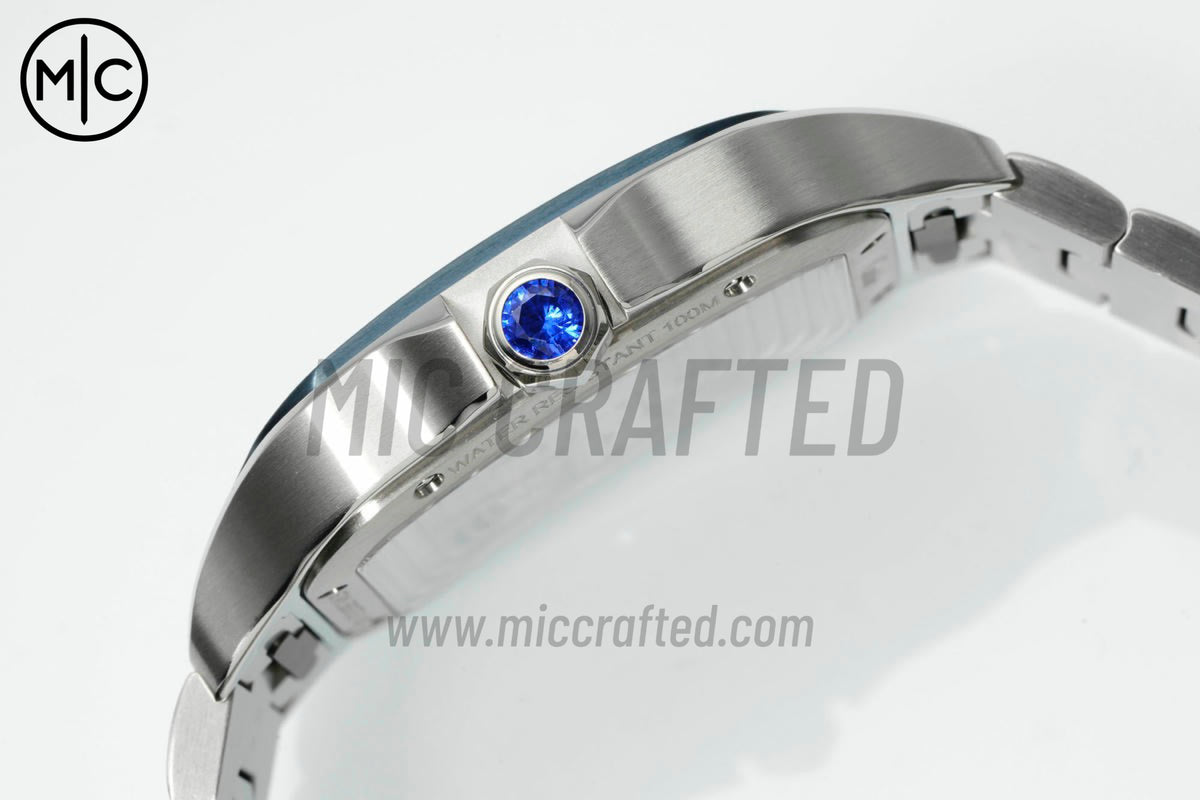 Santos Skeleton 40mm 不鏽鋼鏤空錶面、藍色錶圈,搭配不鏽鋼 SmartLink 錶鏈 - 尊貴版