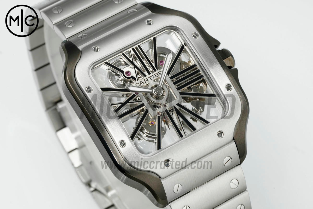 Santos Skeleton 40mm 不鏽鋼/PVD 鏤空錶面,搭配不鏽鋼 SmartLink 錶鏈 - 尊貴版