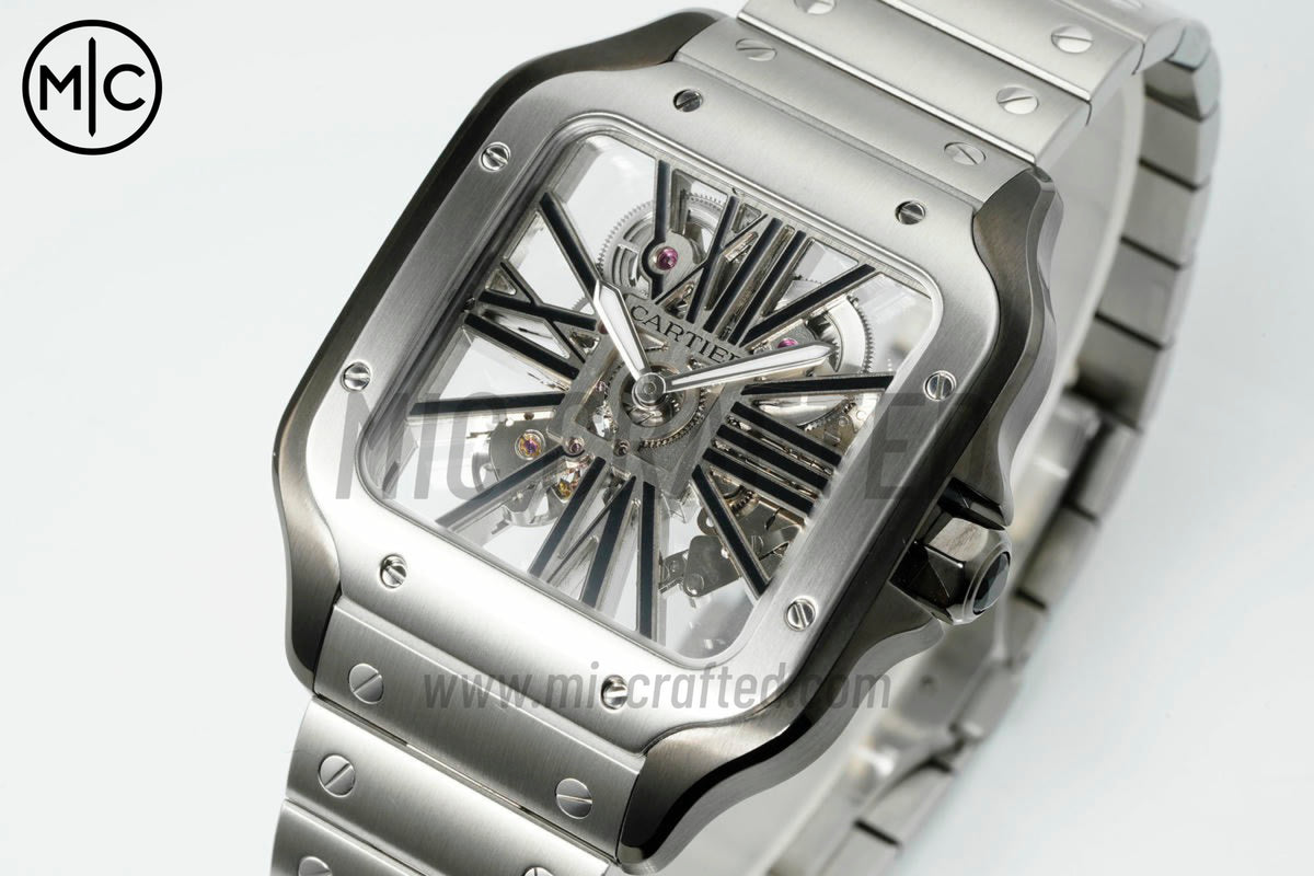 Santos Skeleton 40mm 不鏽鋼/PVD 鏤空錶面,搭配不鏽鋼 SmartLink 錶鏈 - 尊貴版