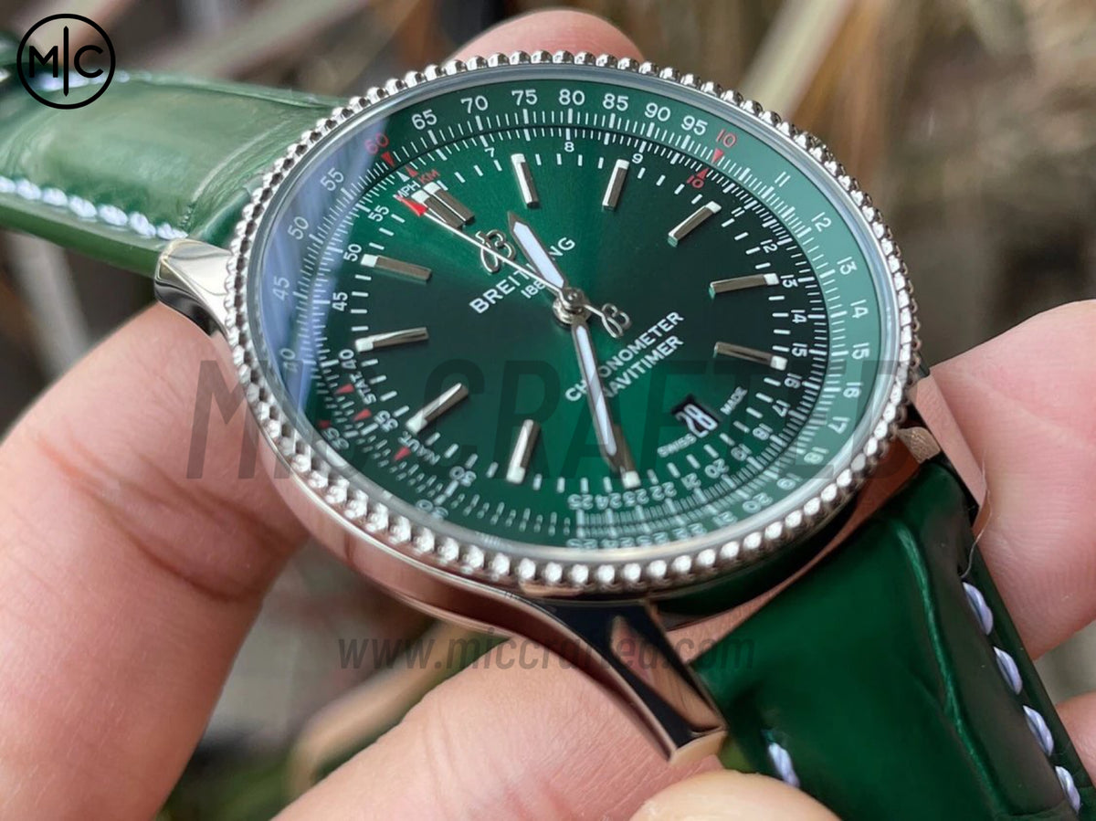 Navitimer 41mm Date SS 綠色錶盤配綠色皮革錶帶 – Premium Edition