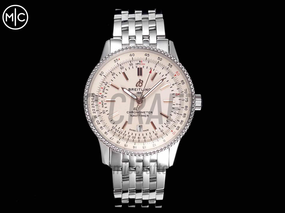 Navitimer 41mm Date SS 奶油色錶盤配 SS 錶鏈 – Premium Edition