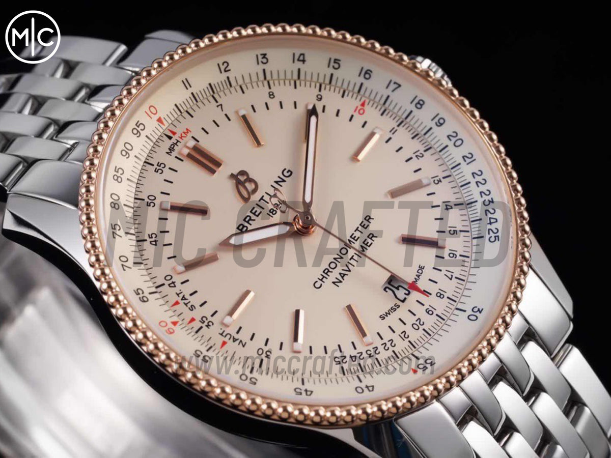 Navitimer 41mm Date SS 奶油色錶盤 RG 錶圈配 SS 錶鏈 – Premium Edition