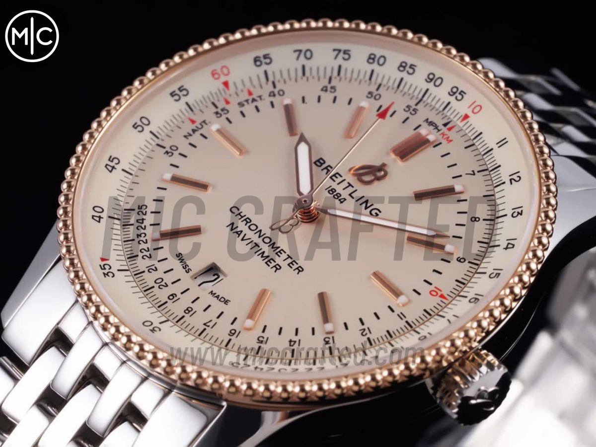 Navitimer 41mm Date SS 奶油色錶盤 RG 錶圈配 SS 錶鏈 – Premium Edition