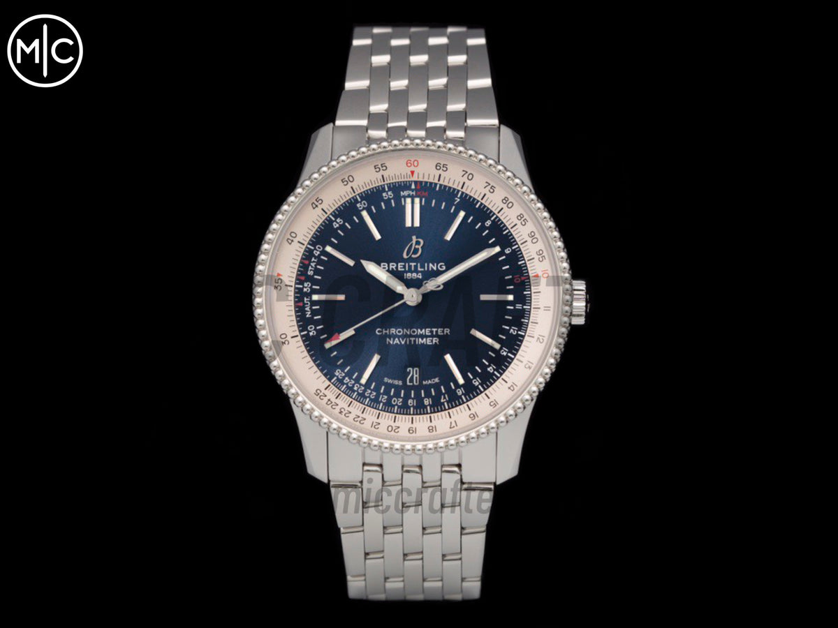 Navitimer 41mm Date SS Blue Dial on SS Bracelet – Premium Edition