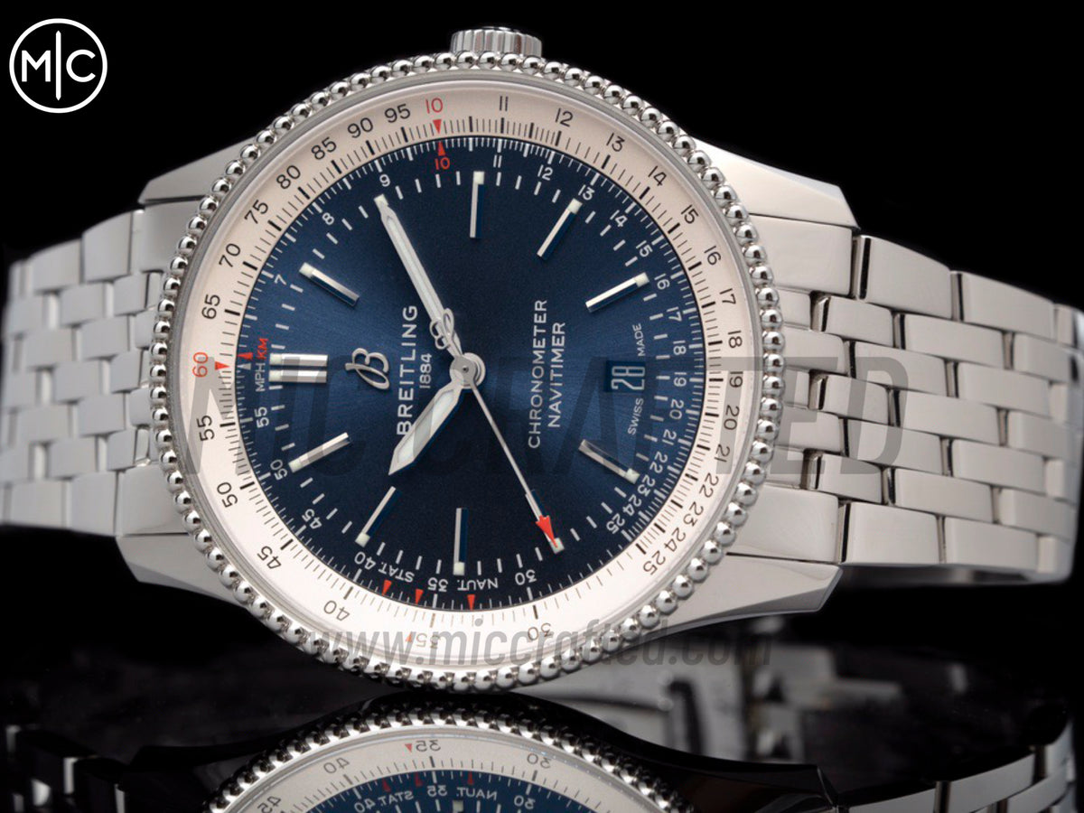 Navitimer 41mm Date SS Blue Dial on SS Bracelet – Premium Edition