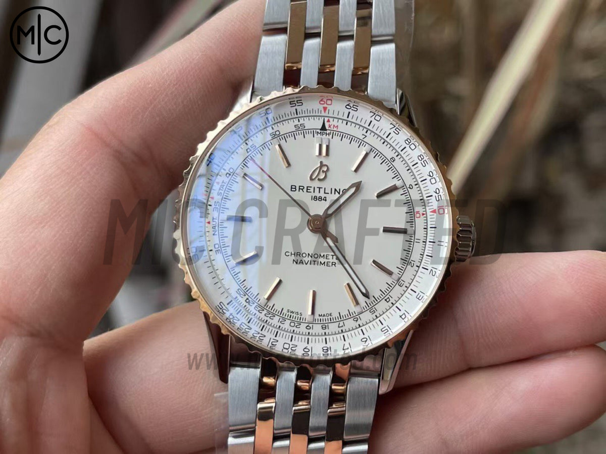 Navitimer Automatic 41mm SS/RG White Dial on SS/RG Bracelet – Premium Edition