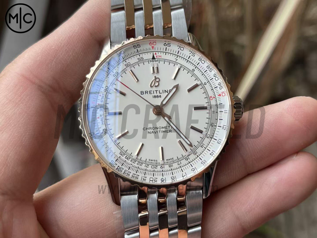 Navitimer Automatic 41mm SS/RG White Dial on SS/RG Bracelet – Premium Edition