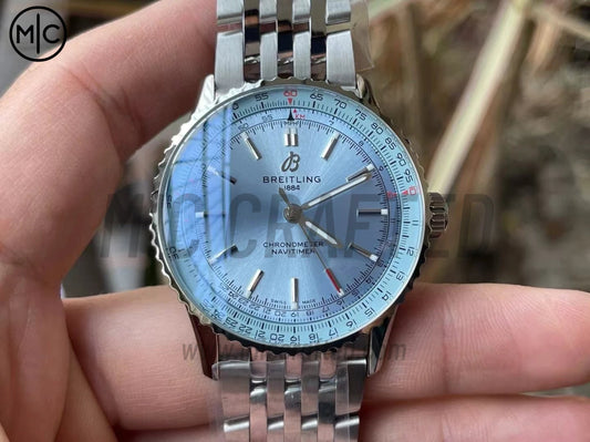 Navitimer Automatic 41mm SS Ice Blue Dial on SS Bracelet – Premium Edition