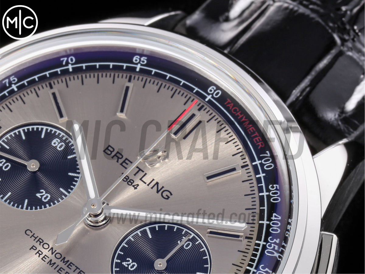 Premier B01 Chrono SS 42mm 灰色/黑色錶盤配黑色皮革錶帶 – Premium Edition