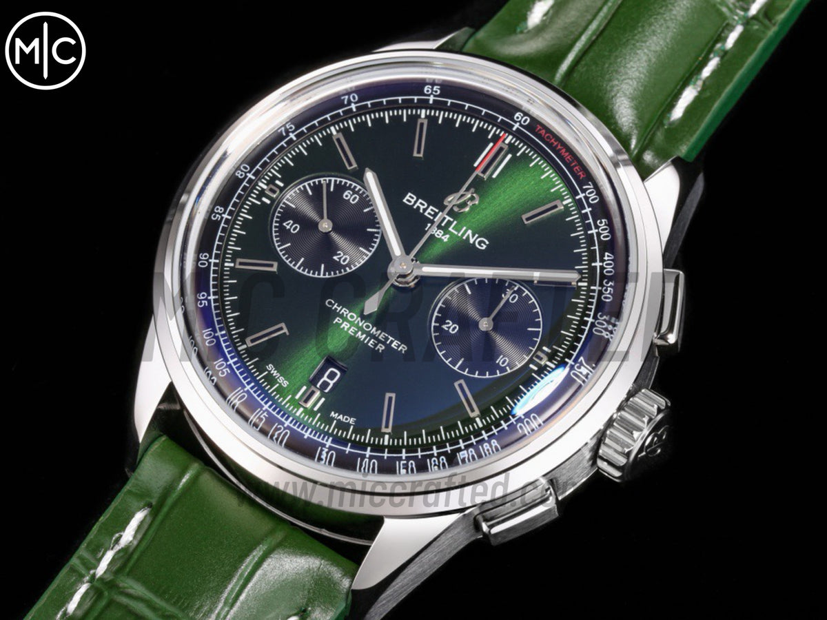 Premier B01 Chrono SS 42mm 綠色錶盤配綠色皮革錶帶 – Premium Edition