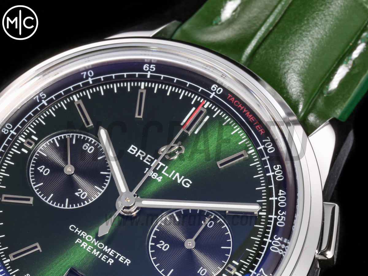 Premier B01 Chrono SS 42mm 綠色錶盤配綠色皮革錶帶 – Premium Edition