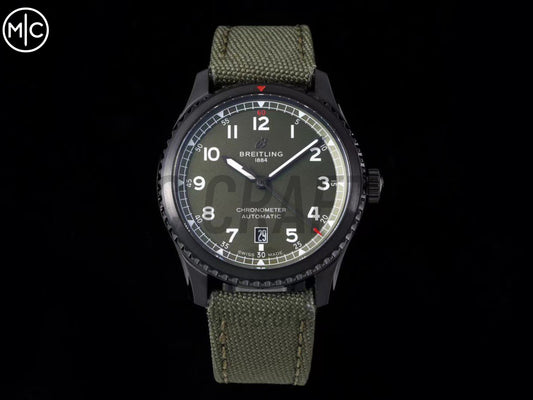 Aviator 8 41mm DLC 綠色錶面搭配綠色尼龍錶帶 - 尊貴版