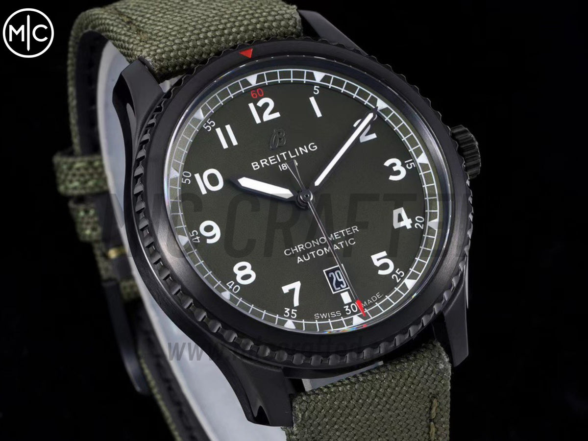Aviator 8 41mm DLC 綠色錶面搭配綠色尼龍錶帶 - 尊貴版