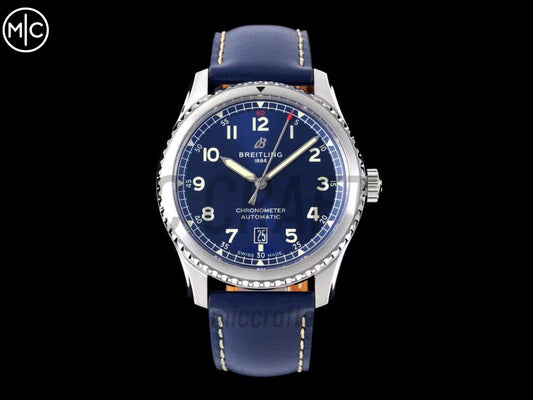 Aviator 8 41mm 藍色錶面搭配藍色皮革錶帶 - 尊貴版