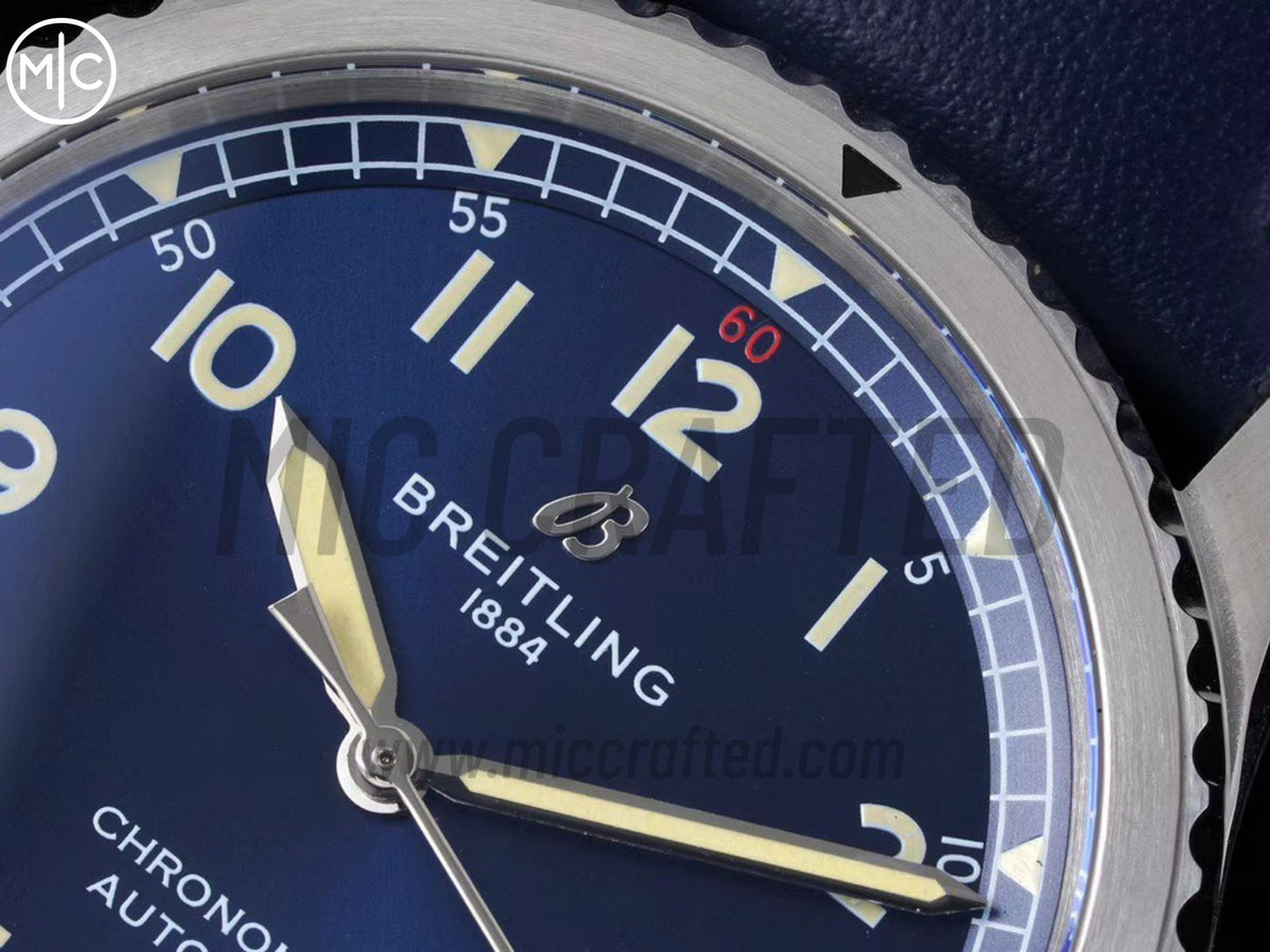 Aviator 8 41mm 藍色錶面搭配藍色皮革錶帶 - 尊貴版