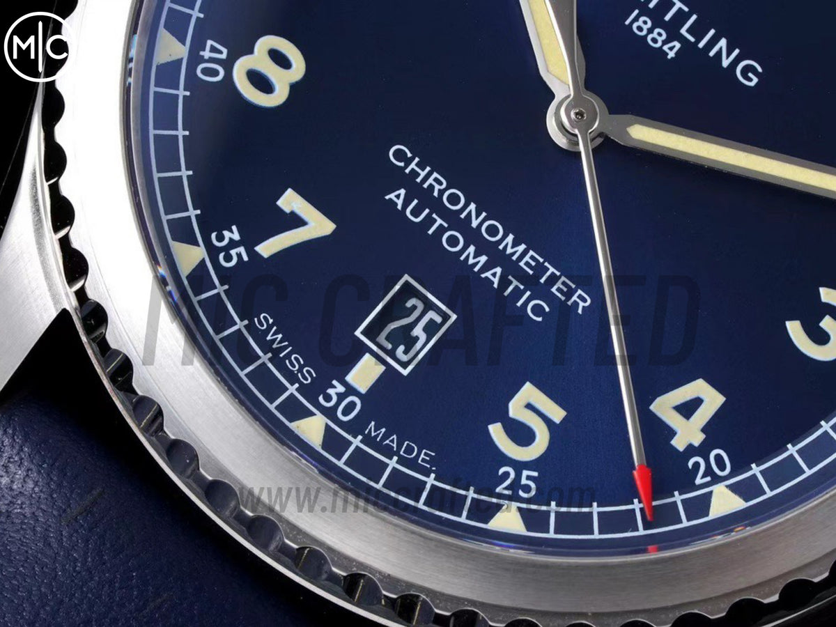 Aviator 8 41mm 藍色錶面搭配藍色皮革錶帶 - 尊貴版