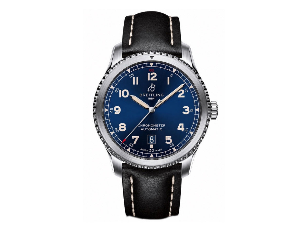 Aviator 8 41mm 藍色錶面搭配藍色皮革錶帶 - 尊貴版