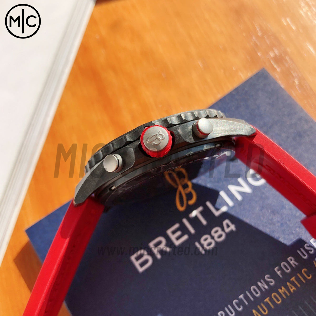 Professional Chronograph PVD Black Dial On Red Rubber Strap Swiss Quartz – Premium Edition